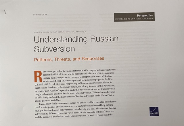 DOC2: La strategia russa , del febbraio 2020 in 31 pagine.